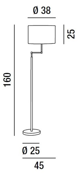 Piantana moderna perenz round hotel 6164 e27 led metallo tessuto lampada terra orientabile - Perenz