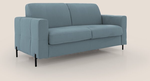 Ortensia divano letto materasso H18 cm con piedi alti in elegante micr