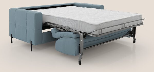 Ortensia divano letto materasso H18 cm con piedi alti in elegante micr