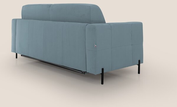 Ortensia divano letto materasso H18 cm con piedi alti in elegante micr