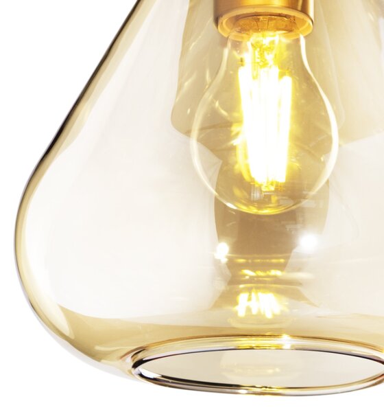 Lampadario classico top light kona 1177 os s3 r ta e27 led vetro ambra lampada soffitto - Top Light