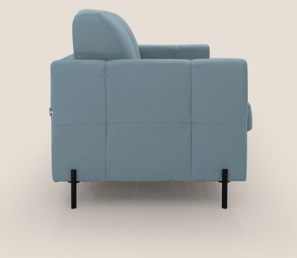 Ortensia divano letto materasso H18 cm con piedi alti in elegante micr