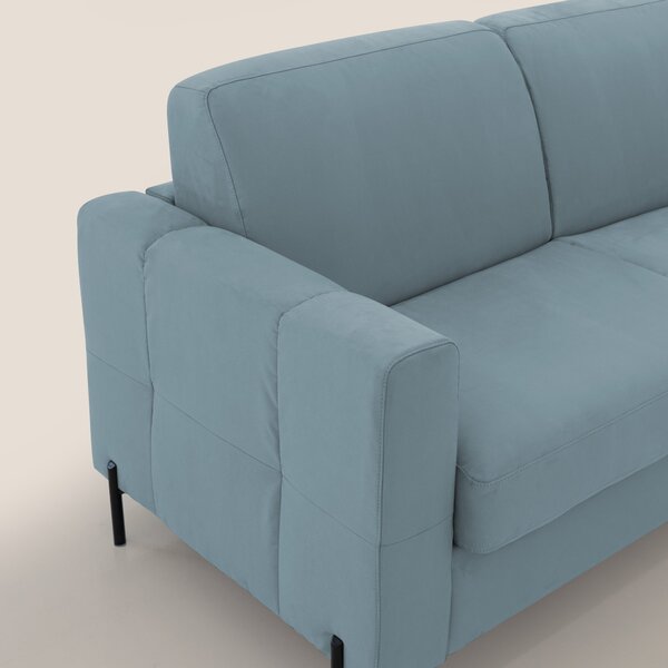 Ortensia divano letto materasso H18 cm con piedi alti in elegante micr