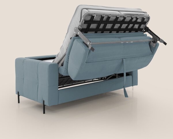 Ortensia divano letto materasso H18 cm con piedi alti in elegante micr