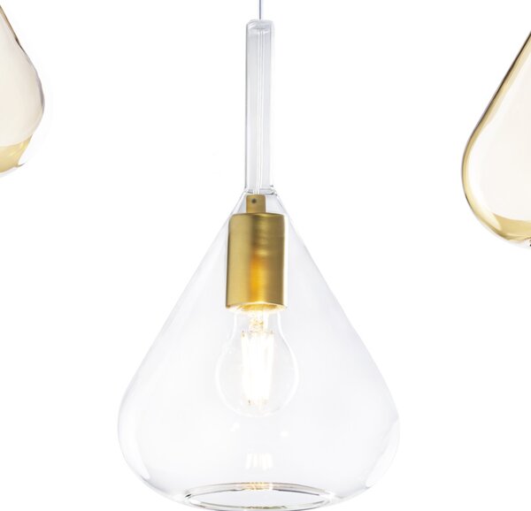 Lampadario classico top light kona 1177 os s3 r ta e27 led vetro ambra lampada soffitto - Top Light