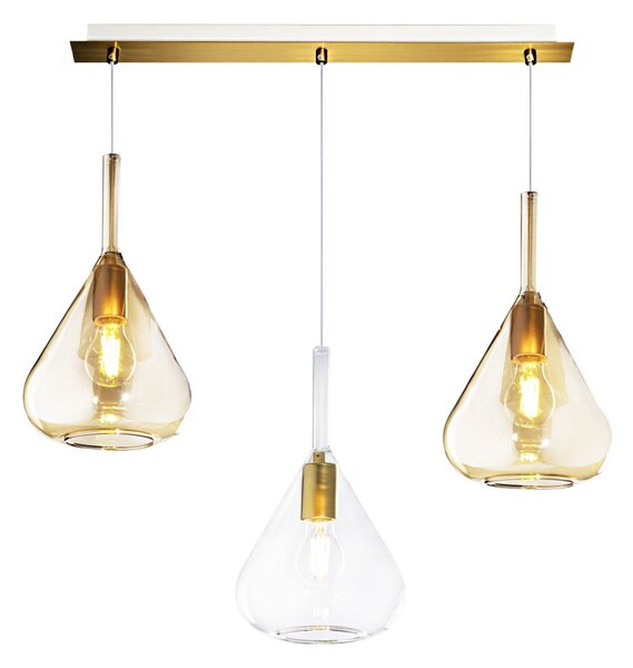 Lampadario classico top light kona 1177 os s3 r ta e27 led vetro ambra lampada soffitto - Top Light