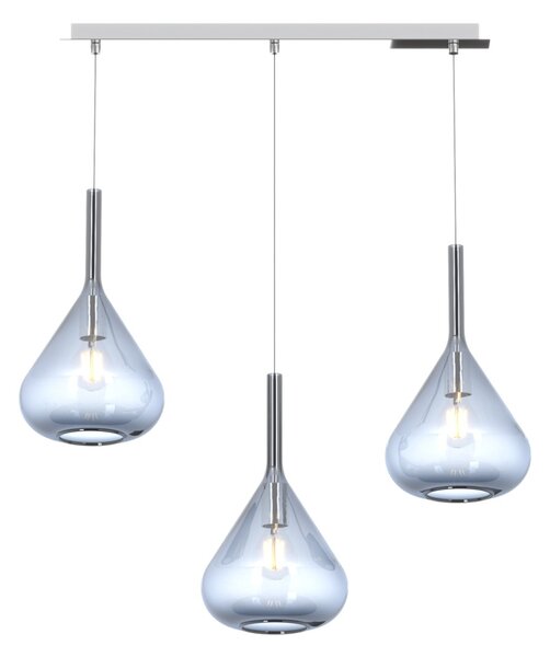 Lampadario moderno top light kona 1177 cr s3 r bl tr e27 led vetro blu lampada soffitto - Top Light