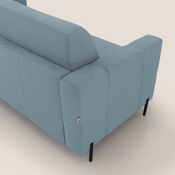 Ortensia divano letto materasso H18 cm con piedi alti in elegante micr