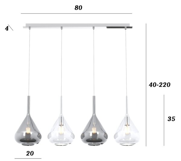 Lampadario top light kona 1177 cr s4 r tf e27 led lampada soffitto moderna - Top Light