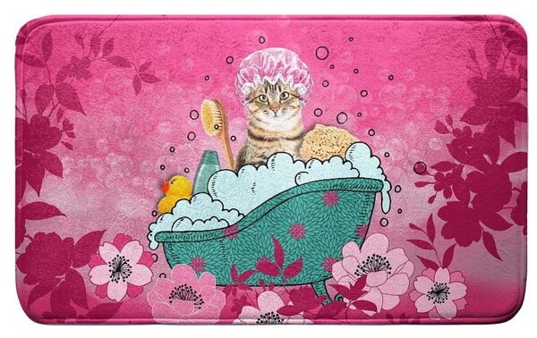 Tappetino da bagno rosa 45x75 cm Chatibulle - douceur d'intérieur