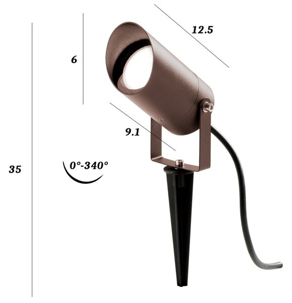 Spot picchetto alluminio gea led ges1141 ip65 gu10 led proiettore terra orientabile esterno - Gea Led