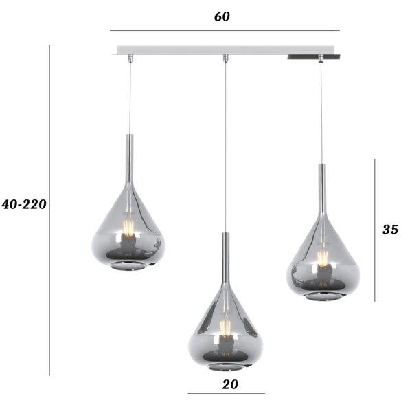 Lampadario top light kona 1177 cr s3 r fu e27 led lampada soffitto moderna - Top Light