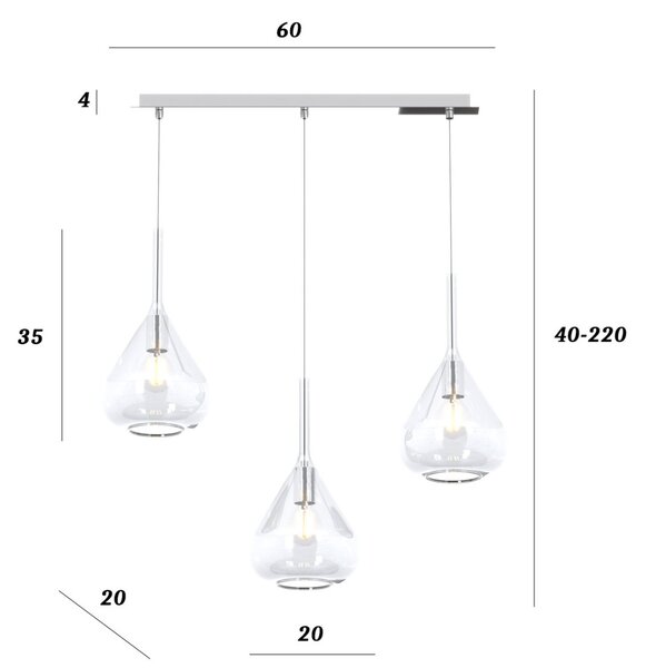 Lampadario top light kona 1177 cr s3 r tr e27 led lampada soffitto moderna - Top Light