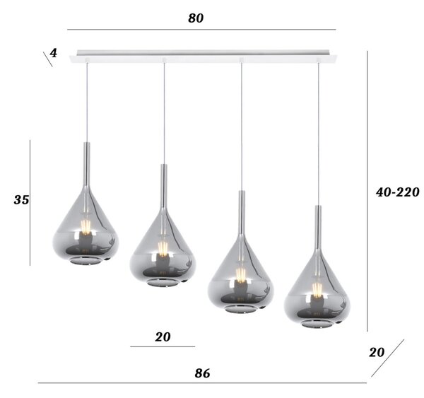 Lampadario top light kona 1177 bi s4 r fu e27 led lampada soffitto moderna - Top Light
