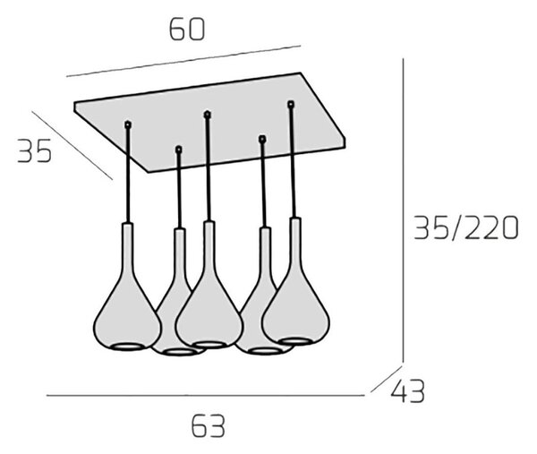 Lampadario top light kona 1177 cr s5 r tr e27 led lampada soffitto moderna - Top Light