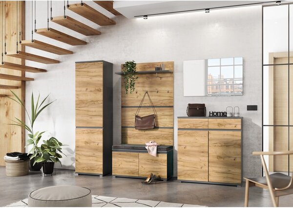 Scarpiera in rovere con panca Lissabon - Germania