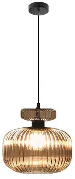 Lampadario classico illuminando sp greta g am e27 led vetro ambra sospensione - Illuminando