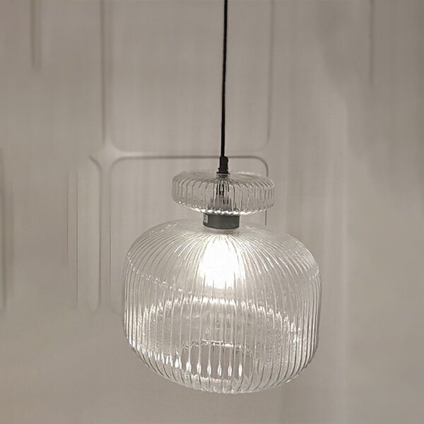 Lampadario moderno illuminando sp greta g tr e27 led vetro trasparente sospensione - Illuminando