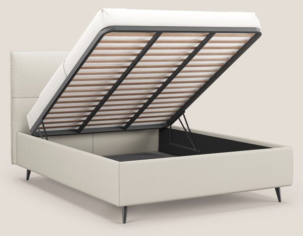 Greta letto contenitore dimensioni SLIM con testata trapuntata in ecop