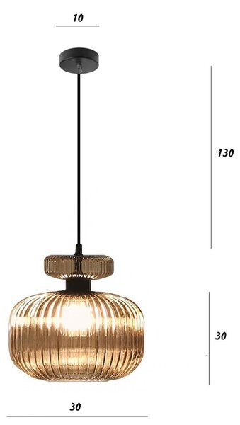 Lampadario classico illuminando sp greta g am e27 led vetro ambra sospensione - Illuminando