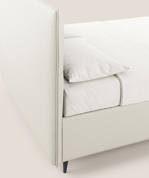 Greta letto contenitore dimensioni SLIM con testata trapuntata in ecop
