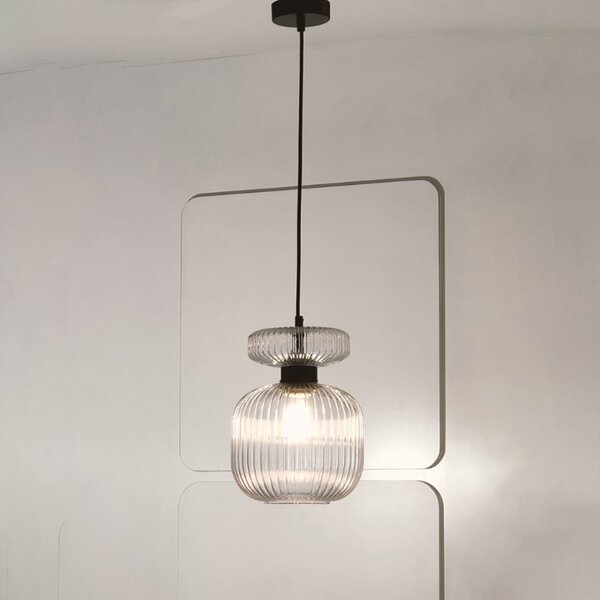 Lampadario moderno illuminando sp greta p tr e27 led vetro sospensione - Illuminando