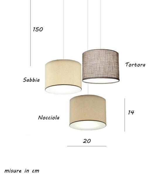 Lampadario illuminando cilindro sp 3 to bn mc e27 led tessuto sabbia nocciola tortora sospensione classica moderna - Illuminando