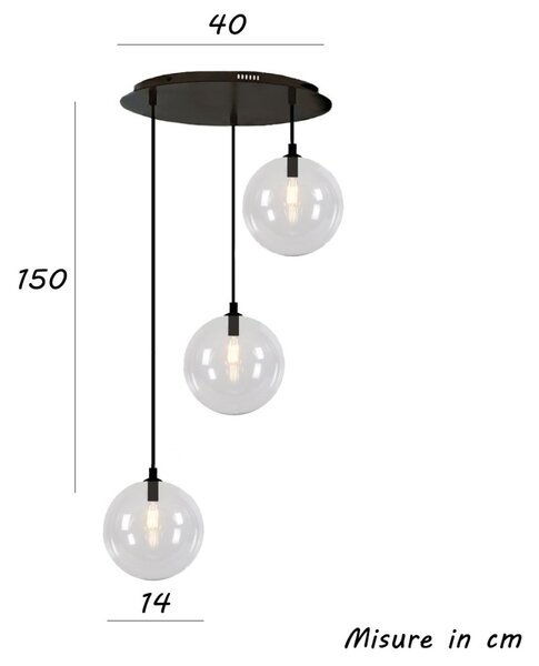 Lampadario moderno illuminando pallina sp to 3 nr g9 led metallo vetro sfera sospensione - Illuminando