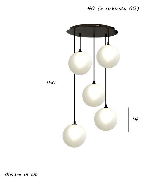 Lampadario moderno illuminando pallina sp to 5 nr g9 led metallo vetro sfera sospensione - Illuminando