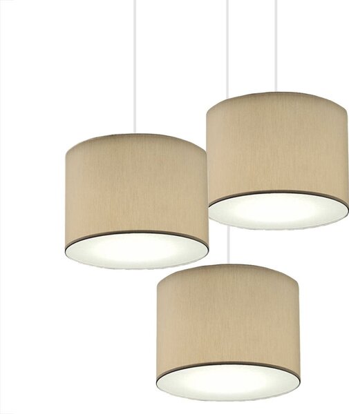Lampadario illuminando cilindro sp 3 to bn nc e27 led tessuto nocciola sospensione classica moderna - Illuminando