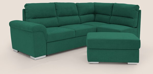 Minerva divano angolare con estraibile a cassettone e pouf contenitore