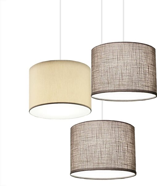 Lampadario illuminando cilindro sp 3 to bn 2to+1sb e27 led tessuto tortora sabbia sospensione classica moderna - Illuminando