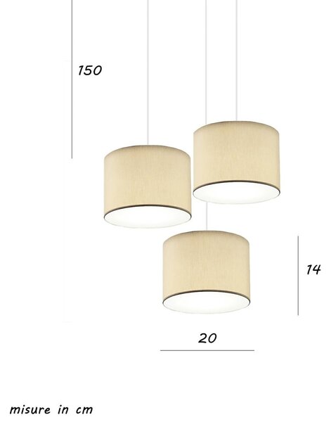 Lampadario illuminando cilindro sp 3 to bn sa e27 led tessuto sabbia sospensione classica moderna - Illuminando