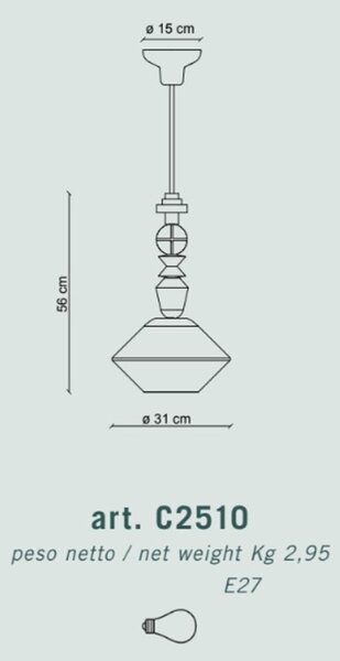 Lampadario ceramica ferroluce decò lariat c2510 e27 led sospensione classica moderna - Decò
