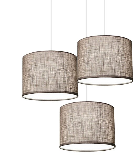 Lampadario illuminando cilindro sp 3 to bn to e27 led tessuto tortora sospensione classica moderna - Illuminando