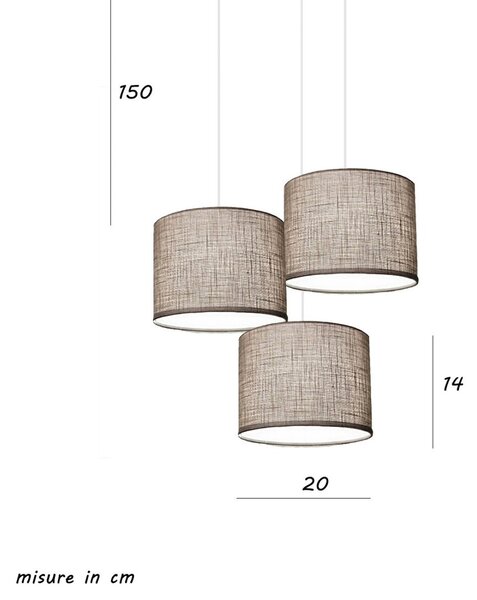 Lampadario illuminando cilindro sp 3 to bn to e27 led tessuto tortora sospensione classica moderna - Illuminando