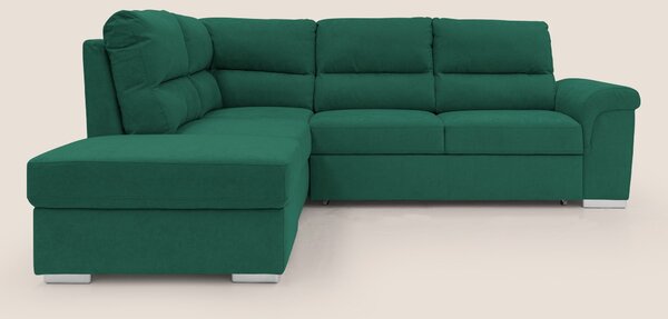 Minerva divano angolare con estraibile a cassettone e pouf contenitore