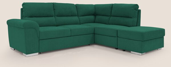 Minerva divano angolare con estraibile a cassettone e pouf contenitore