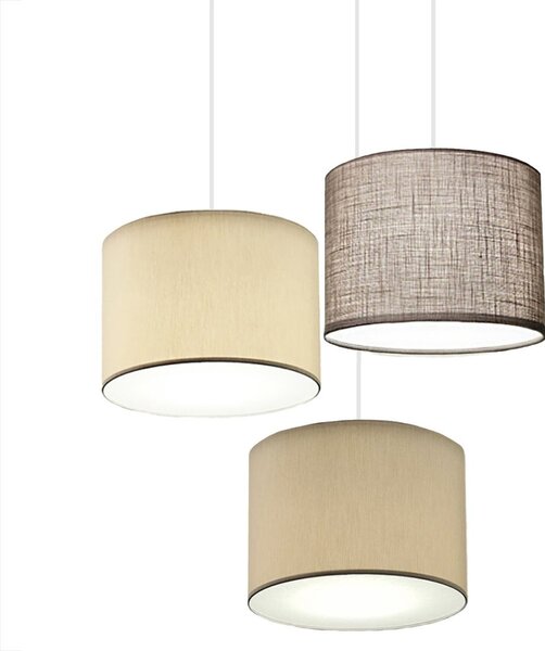 Lampadario illuminando cilindro sp 3 to bn mc e27 led tessuto sabbia nocciola tortora sospensione classica moderna - Illuminando