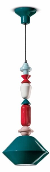 Lampadario ceramica ferroluce decò lariat c2511 e27 led sospensione classica moderna - Decò
