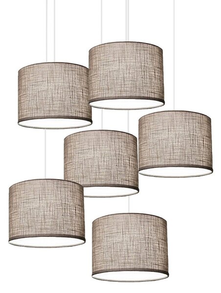 Lampadario illuminando cilindro sp 6g to bn to e27 led tessuto tortora multiluce - Illuminando