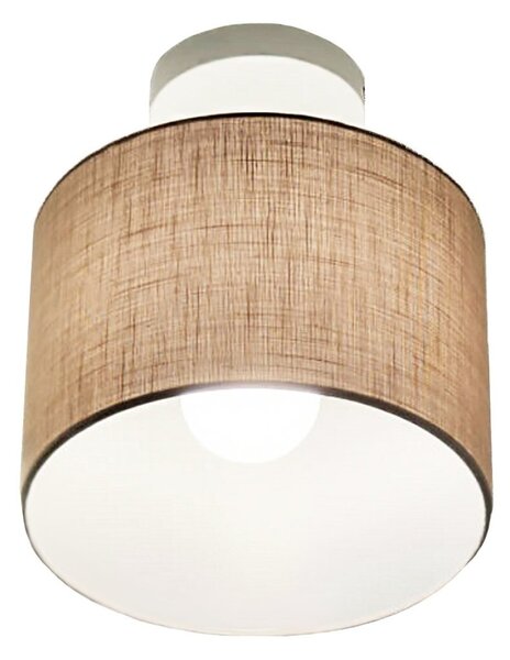 Plafoniera illuminando cilindro pl20 bn e27 led tessuto lino tortora lampada soffitto classica moderna - Illuminando