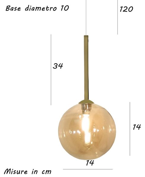 Lampadario classico illuminando bolle sp1 or am g9 led metallo vetro sfera ambra sospensione - Illuminando