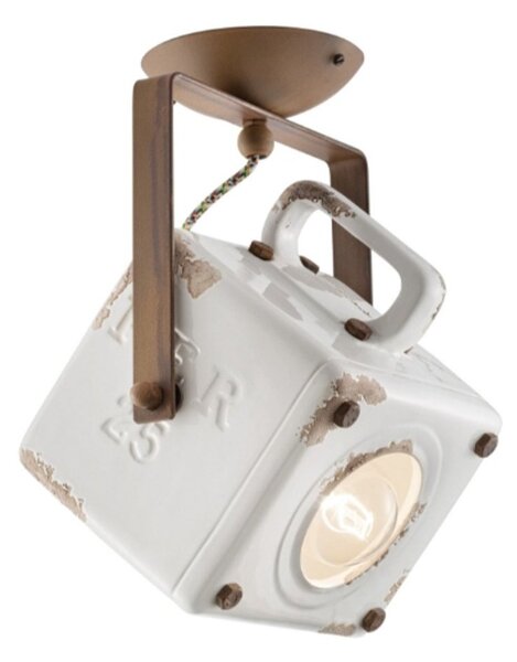 Plafoniera ceramica ferroluce retrò industrial c1653 vib e27 led orientabile lampada soffitto parete - Retrò