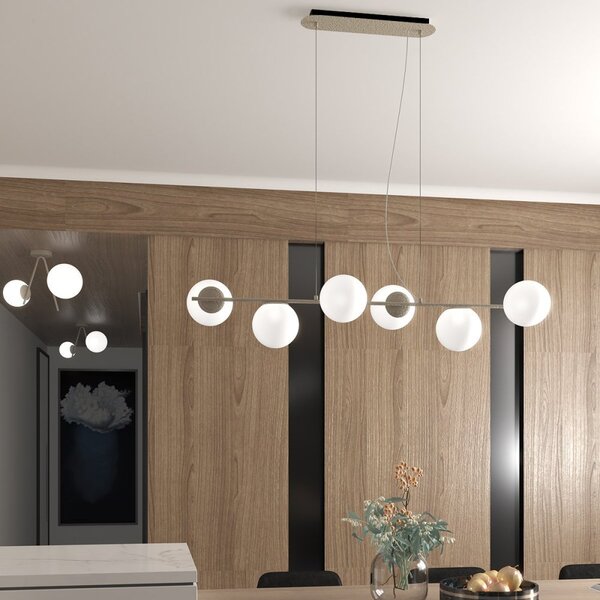 Lampadario moderno top light boomerang 1200 s6 e27 led lampada soffitto sfere vetro - Top Light