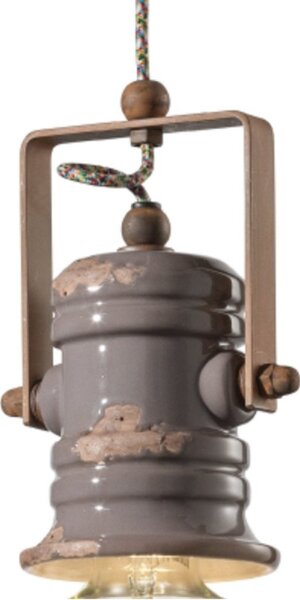 Lampadario ceramica ferroluce retrò urban c1840 e27 led sospensione rustica vintage - Retrò