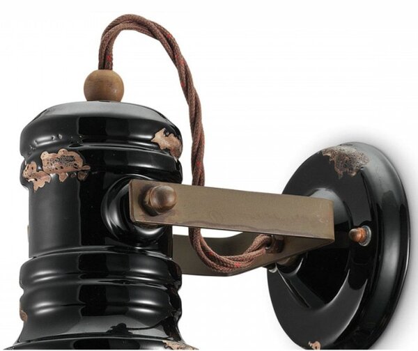 Applique ceramica ferroluce retrò industrial c1693 e27 led vintage rustica lampada parete - Retrò