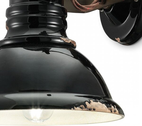 Applique ceramica ferroluce retrò industrial c1693 e27 led vintage rustica lampada parete - Retrò