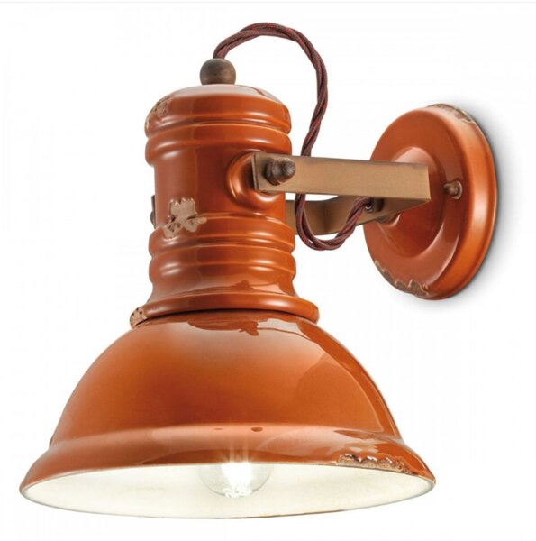 Applique ceramica ferroluce retrò industrial c1693 e27 led vintage rustica lampada parete - Retrò