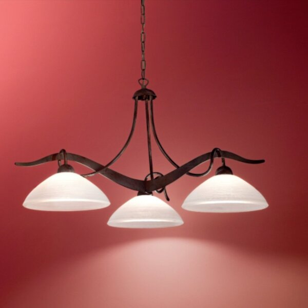 Lampadario classico rustico due p illuminazione yoke 2712 s3 e27 led marrone vetro sospensione lampada soffitto - Due P Illuminazione